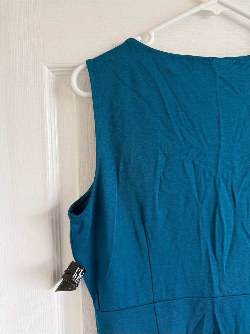NWT New York & Company Teal V-Neck Sleeveless Wrap-Style Mini Dress - Picture 8 of 10